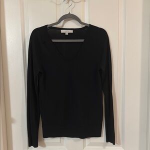 LOFT Elegant Black Long Sleeve V-Neck
